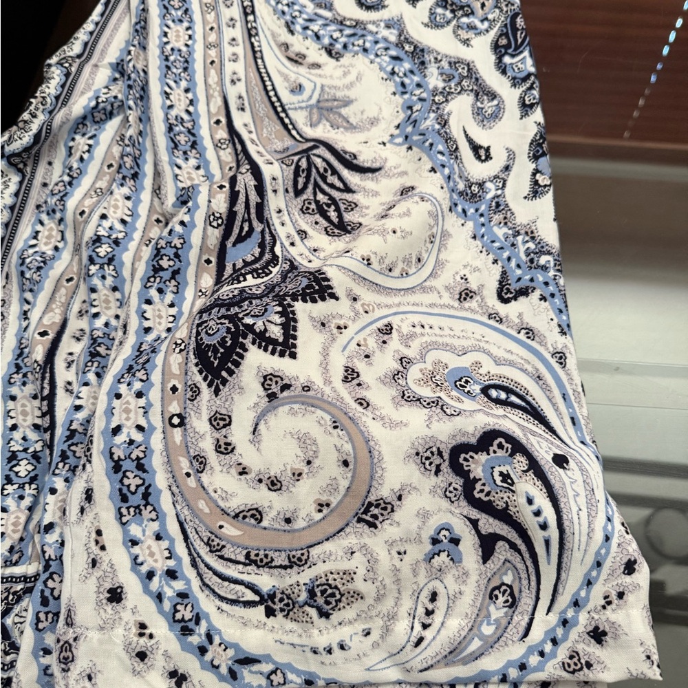 Paisley Wide Leg Pants - Blue and White